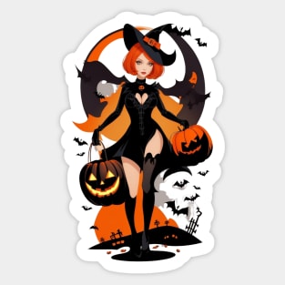 Enchanted Harvest: Witches' Pumpkin Gathering Halloween 🎃 Sticker